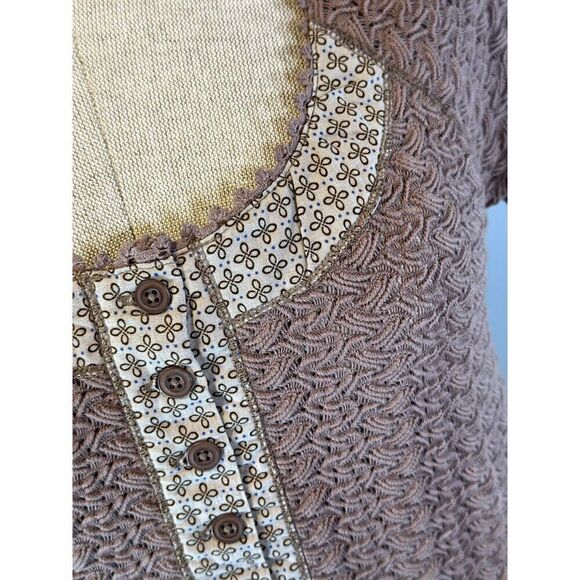 Free People NEW Crochet Scoop Neck Top in Taupe Size M - Picture 4 of 5